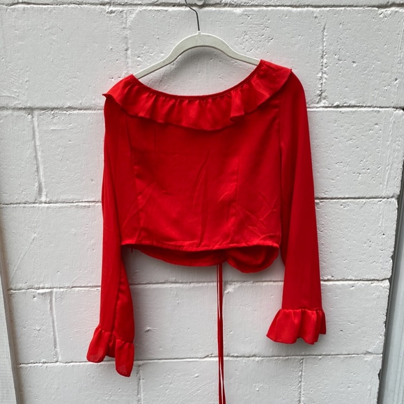Princess Polly Red Ruffle Top - Picture 2 of 4